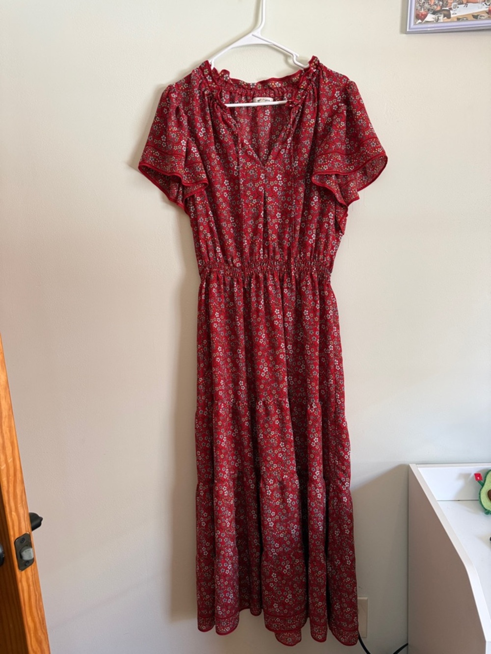 Women's Red Floral Maxi Dress - Lightweight Summer Dress size xl